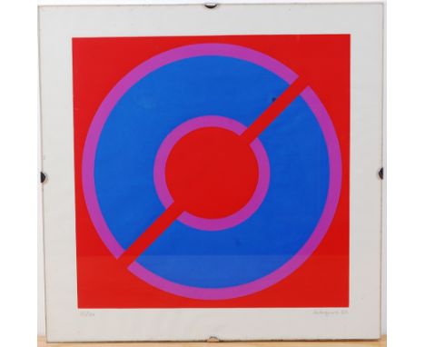 Peter Hedegaard (1929-2008) - Circle cut in half blue/red, lithograph printed in colours, signed, dated '67, and numbered 15/