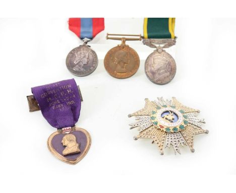 FIVE MEDALS, comprising the George VI Territorial Efficiency Medal (T/46593C.Q.M. SJT. W. KIRK R.A.S.C.), Faithful Service me