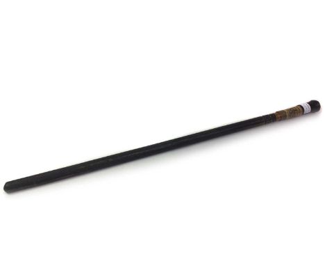 INDIAN EBONISED SWORDSTICK, LATE 19TH / EARLY 20TH CENTURY with carved bone grip, tapered steel blade77cm long overall