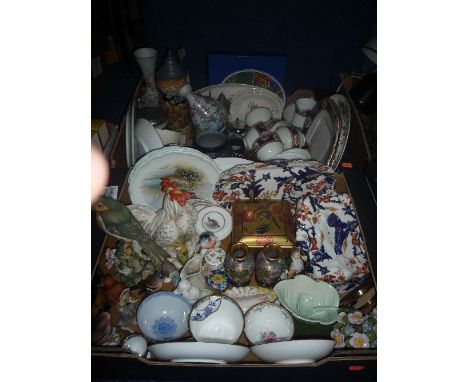 TWO BOXES OF CERAMICS, GLASS ETC, to include Beswick, Worcester, Carltonware, Spode etc