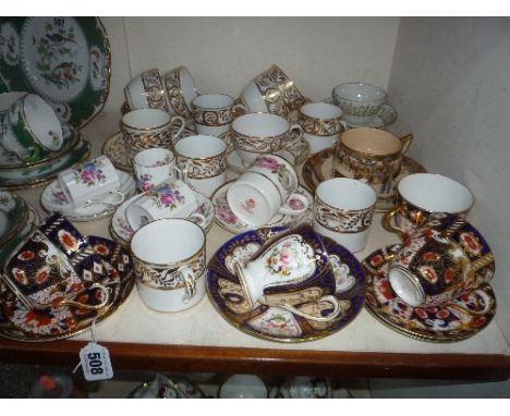 VARIOUS EARLY 19TH CENTURY AND LATER TRIOS AND CUPS/SAUCERS, to include Spode, Davenport, Worcester, Satsuma etc