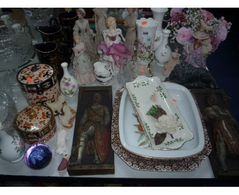 VARIOUS CERAMICS AND GLASS, to include figurines, wall plaques, Worcester etc
