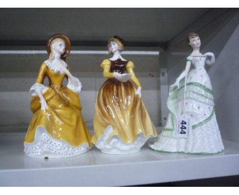 A ROYAL WORCESTER 'BELLE OF THE BALL' FIGURE, Royal Doulton 'Sandra' HN2275 and a Coalport 'Letter from a Lover' (3)