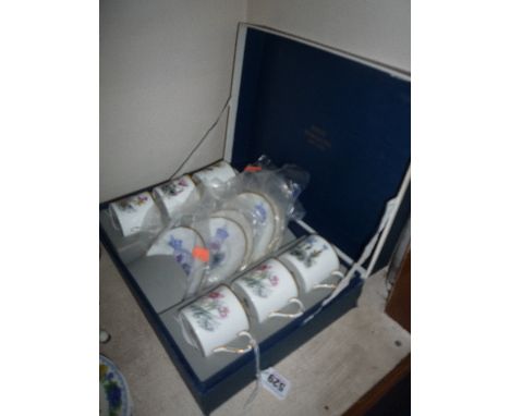 BOXED ROYAL WORCESTER COFFEE CUPS AND SAUCERS, (for six settings)
