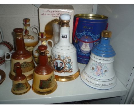 WADE BELL'S WHISKY DECANTERS, to include boxed 'Queen Mother' and boxed 'Prince Andrew' and 'Sarah Ferguson', together with t