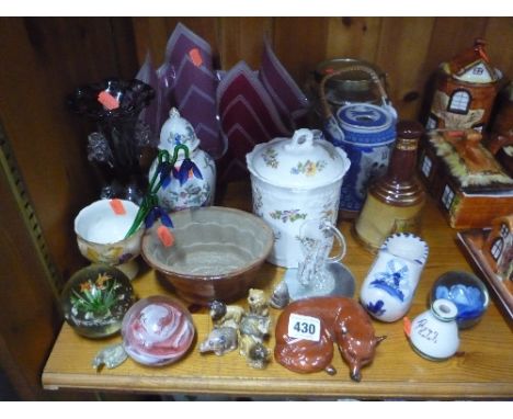 VARIOUS CERAMICS AND GLASS, to include Beswick curled Fox (s.d.), Aynsley, Wade etc (22)