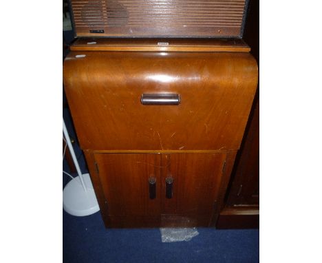 A FIDELITY WALNUT CASED RECORD PLAYER, with storage below