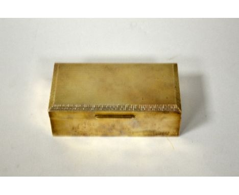 A RECTANGULAR SILVER MOUNTED CIGARETTE CASE, with engine turned and Greek Key chamfered edges, Birmingham 1970, approximately