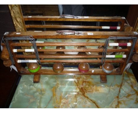 A CROQUET SET, with L R Paris label to carrying frame
