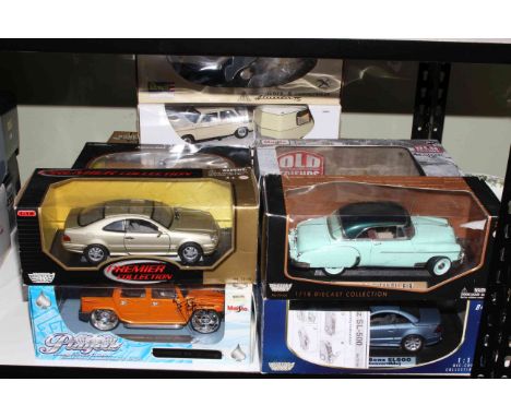 Eleven boxed die-cast toy vehicles including Lloyd and camping trailer, Norev, BMW Jsetta and Camper, Motor Max, Hummer, Mais