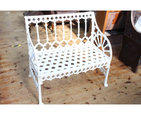 Coalbrookedale style cast garden bench, 82cm by 86cm.
