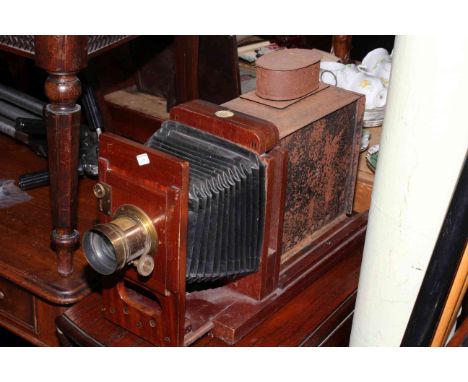 Victorian magic lantern The Challenge Model D by J. Lizars with original limelight, 56cm by 22cm by 29cm.