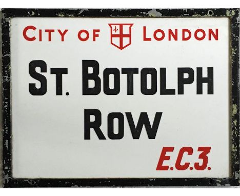 A City of London STREET SIGN from St Botolph Row, EC3, a tiny street between Aldgate High St and St Botolph St in London's fi