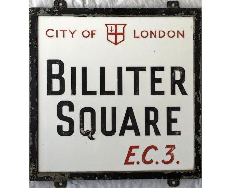 A City of London STREET SIGN from Billiter Square, EC3, a small thoroughfare off Fenchurch St in London's financial district 