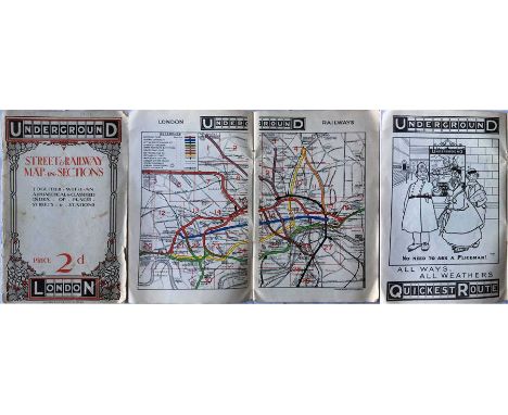 1909 London Underground STREET & RAILWAY MAP. A 54-page booklet featuring prominent use of the then recently-introduced Under