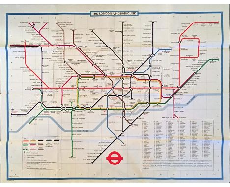 1977 London Underground quad-royal POSTER MAP designed by Paul Garbutt. Shows the Jubilee Line under construction from Baker 