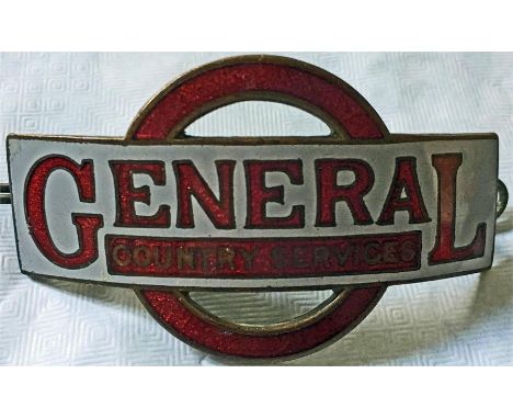 London General Country Services Driver's/Conductor's CAP BADGE in red and grey enamel, matching the fleetname of the country 