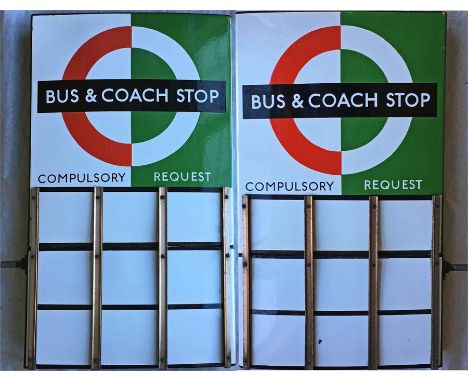 1950s/60s London Transport enamel BUS & COACH STOP FLAG (bus compulsory, coach request version). This is a hollow, 'boat' sty