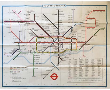 1977 London Underground quad-royal POSTER MAP designed by Paul Garbutt. Shows the Jubilee Line under construction from Baker 