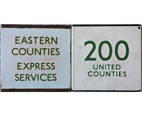 London Transport coach stop enamel E-PLATES for other operators' long-distance coach services into London comprising 'Eastern