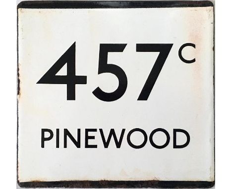 London Transport bus stop enamel E-PLATE for route 457C destinated Pinewood. A special service to Pinewood Studios was run by