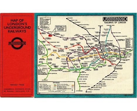 1925 London Underground linen-card POCKET MAP from the Stingemore-designed series of 1925-32. This is the first edition, date