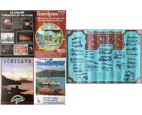 Quantity of 1970s Scottish TRANSPORT & TRAVEL POSTERS including Glasgow Underground, Victorian transport, Travel Pass (French