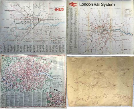 London area double-royal POSTER MAPS comprising 'London Rail System' (BR) dated  1970 (facsimile copy), 'London's Railways' (