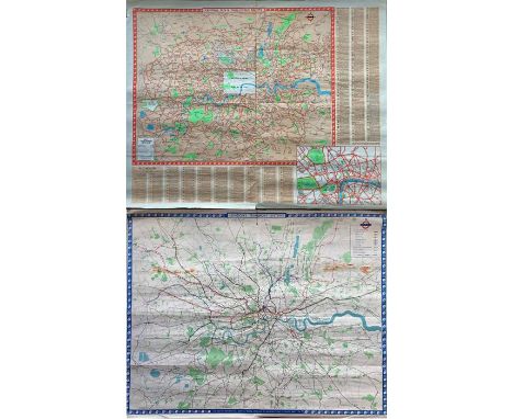 London Transport quad-royal POSTER MAPS comprising 1959 'Central Bus & Trolleybus Routes' (folded, some creases & scuffs) and