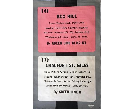 Original 1938 London Transport double-royal POSTER 'To Box  Hill' and 'To Chalfont St Giles'. Designed by 'Aufseeser', who is