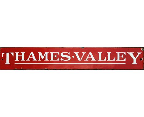 Thames Valley timetable panel enamel HEADER PLATE. Measures 21" x 3.25" (54cm x 8cm). Some small chips, mainly at the edges, 
