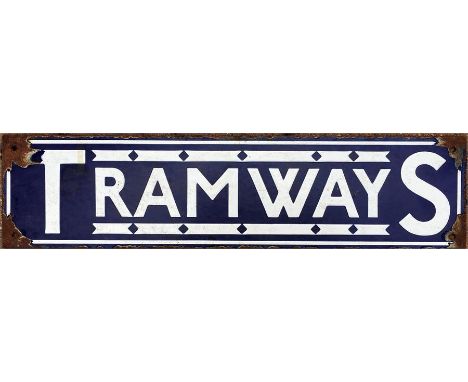 Underground Group 'Tramways' ENAMEL HEADER PLATE, probably from a timetable panel. Style, including early Johnston 'W', sugge