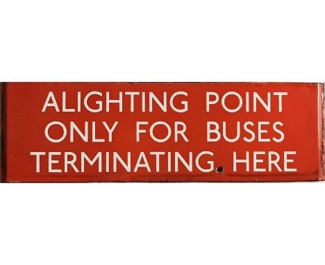 London Transport bus stop enamel Q-PLATE 'Alighting Point only for Buses Terminating Here'. In good, ex-stop condition. [1]