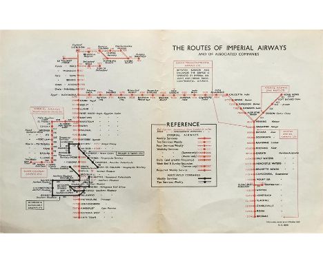 1935 DIAGRAMMATIC MAP by H C Beck of 'The Routes of Imperial Airways'. Drawn by Harry Beck, it shows the airline's global net