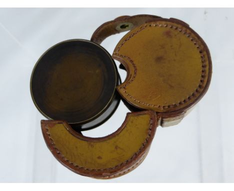 A Vintage Brass Leather Cased Optical Square.