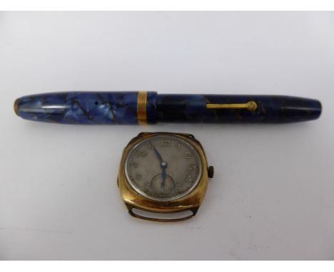 A Gent's Vintage 9 ct Gold Wrist Watch mm SD, the watch having a Swiss 15 jewel movement with minute dial and gold metal nume