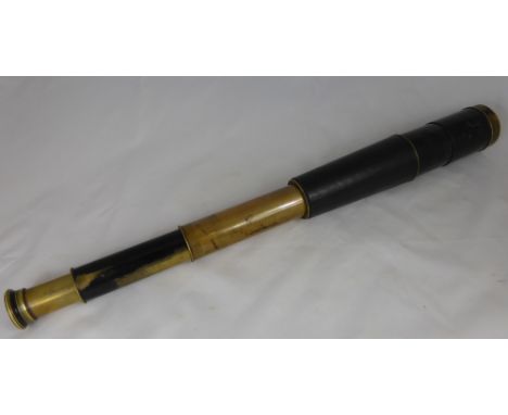 A Vintage Brass and Leather Bound Voigtlander & Sohn Telescope circa 1860, engraved with retailer Callaghan & Co Sole Agents,