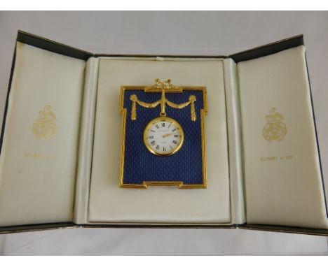 A Kilnay & Co., Blue Enamel and Metal surround Adam Style Clock dated 1992.