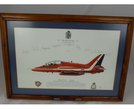 A limited edition print " 1965 Red Arrows 1989 " 25th Anniversary year signed by the 1989 team, No. 271 / 1000. approx. 43 x 