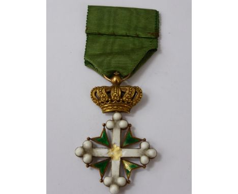 Italy, Order of St Maurice and St Lazarus, Commander's Neck Badge, in silver gilt gold and enamel, 5.5 cms suspended on the o