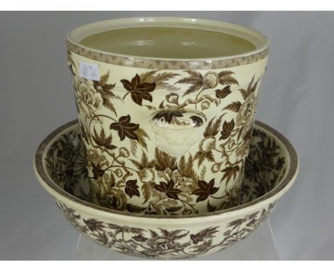 A Victorian Wedgwood Porcelain Pail, twin handled, approx. 27.5 cms. diameter and 28 cms. in height together with wash basin 