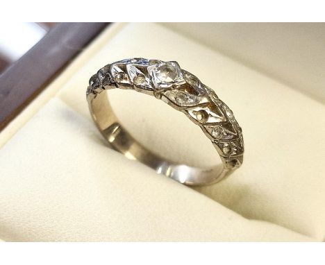 9ct White Gold Half Eternity Dress Ring - mark to the inside is partially worn aweay, but you can make out the 9ct - size K &