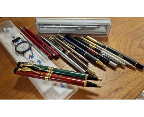 Collectors Set of Vintage Pens from a previous Industry Trade Rep - allsorts inc Parker, 3M and a Papermate Swatch style watc
