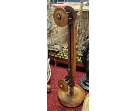Early Yarn Wool Winder Wooden Upright Tool - approx 60cm high