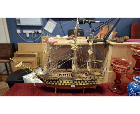 Vintage Maritime Model Galleon Ship - likely HMS Victory- 74cm high