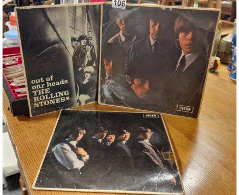 Rolling Stones Trio of Original Pressing Red Decca LP Vinyl Records