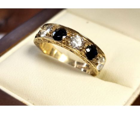 9ct Gold &amp; Sapphire Half Eternity Ring, 3.55g &amp; size K