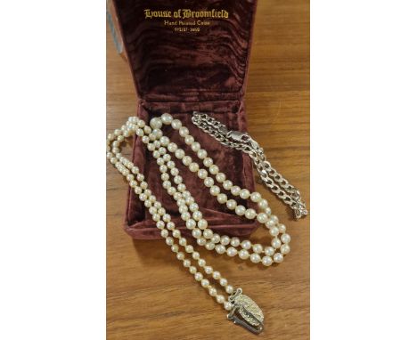 Vintage Set of Pearls w/silver clasp + a nice Sterling Silver Bracelet