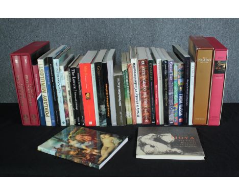 A large collection of art reference books ranging from the Titian to David Hockney. H.34 cm. (largest) 