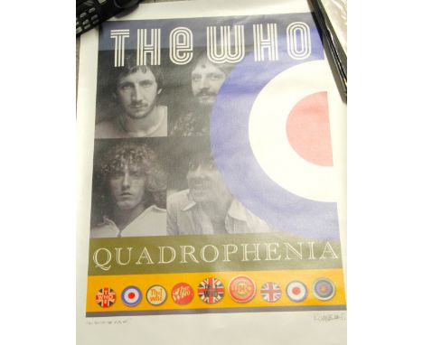 A Who print ' Quadrophenia  ' 56 cm  x 80 cm heavy card ' can you see the real me - signed - mod interest
